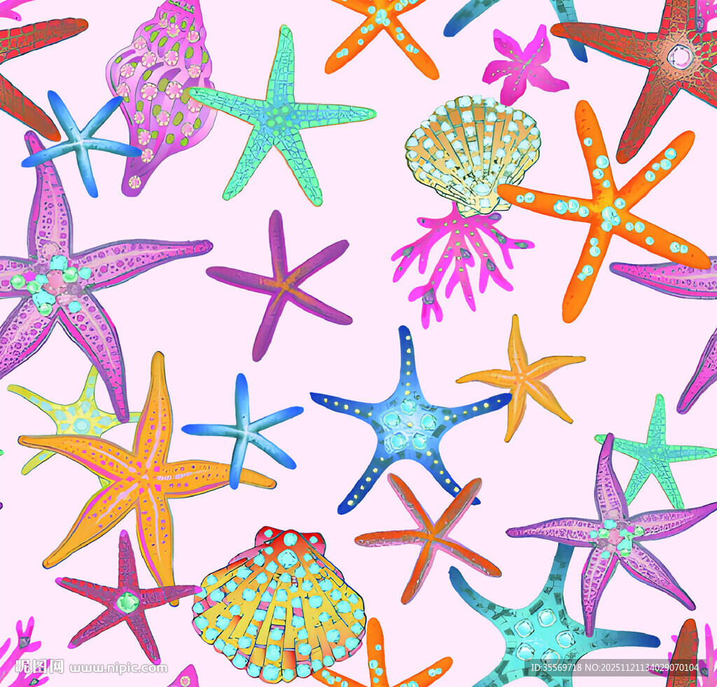 多彩海星图案背景