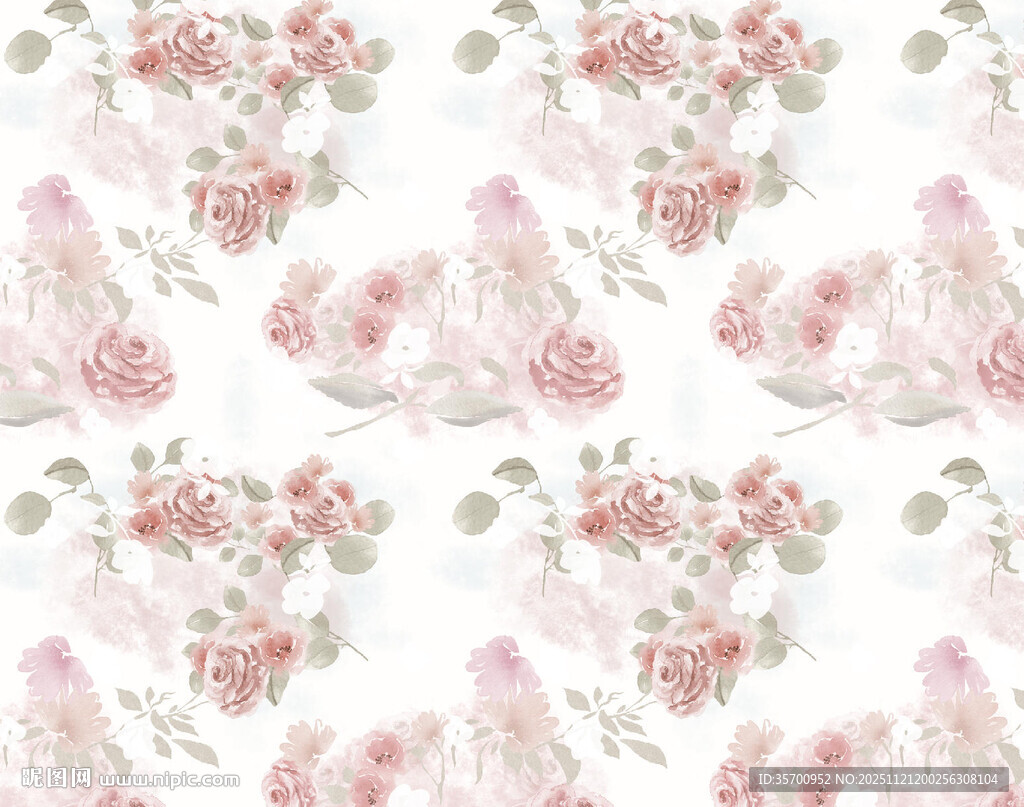 粉色花卉小鸟图案背景