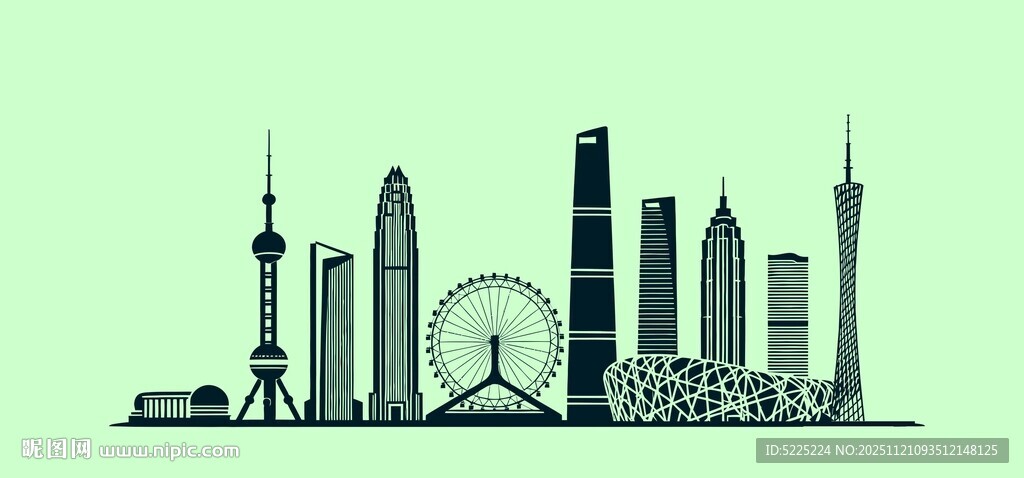城市地标天际线