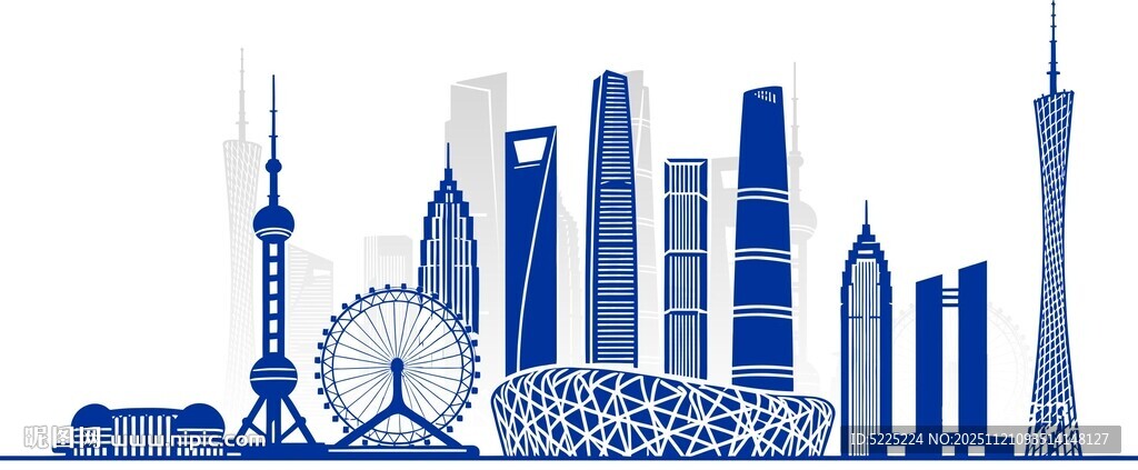 城市天际线建筑剪影