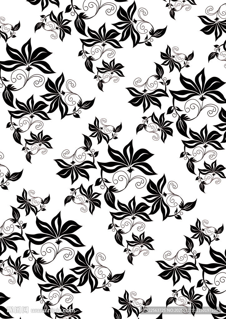 黑白花卉图案背景