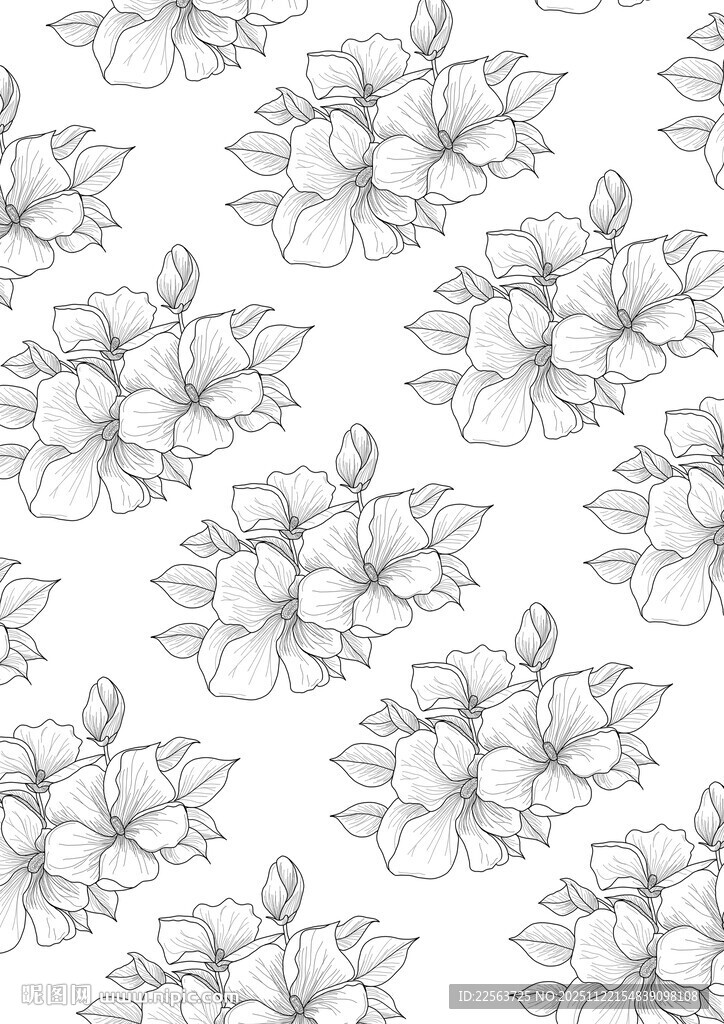 手绘花卉图案无缝背景