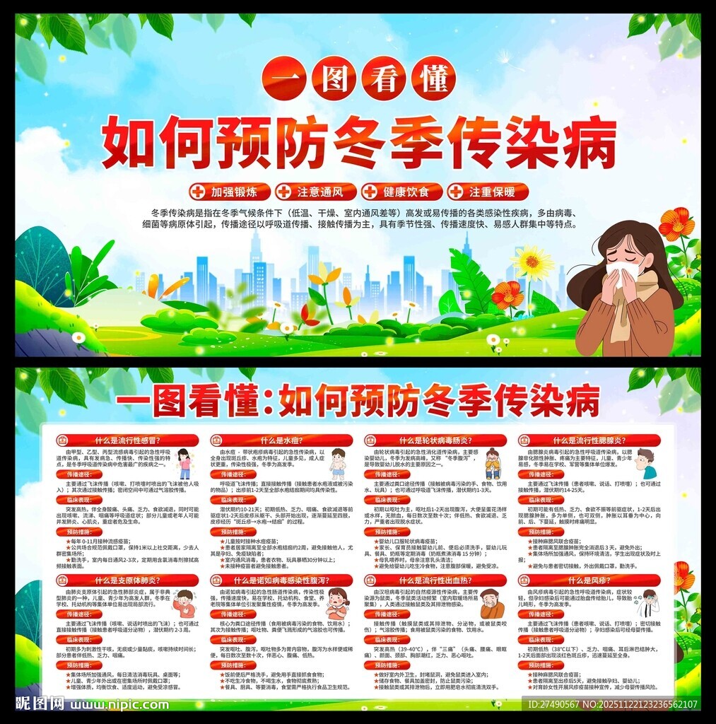 冬季传染病预防展板