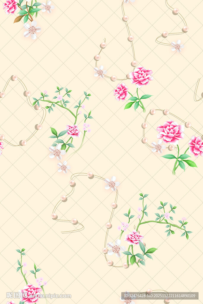 粉色花卉藤蔓图案背景