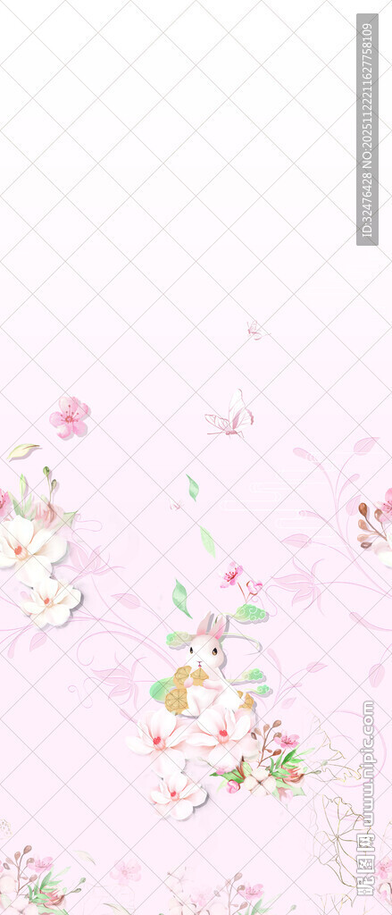 粉色花卉梦幻背景图案