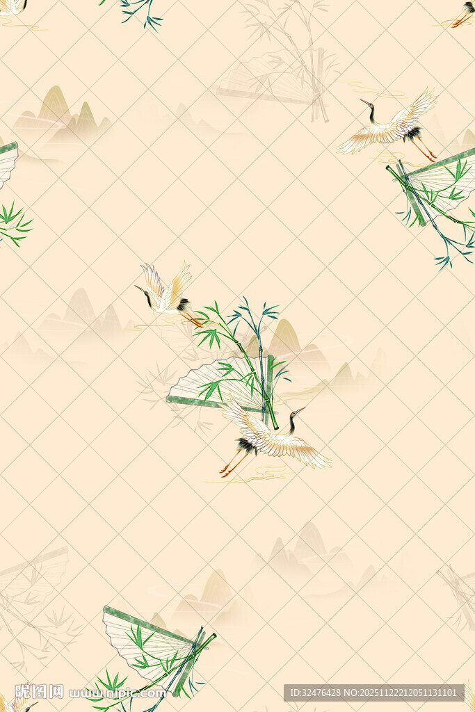 中式花鸟图案背景纹理