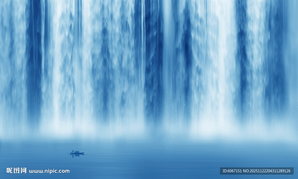 流水生财瀑布山水背景图