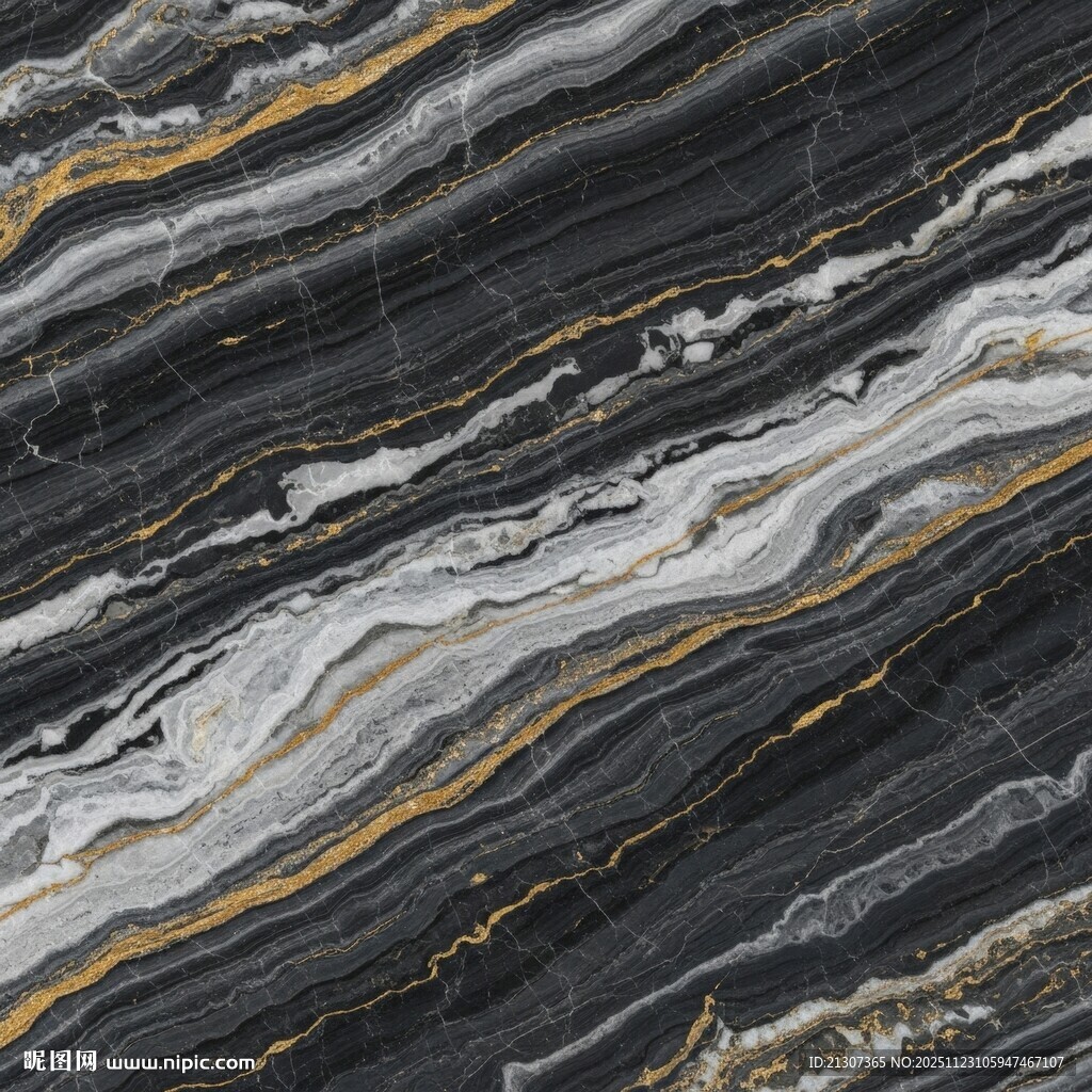 黑灰金相间大理石纹理