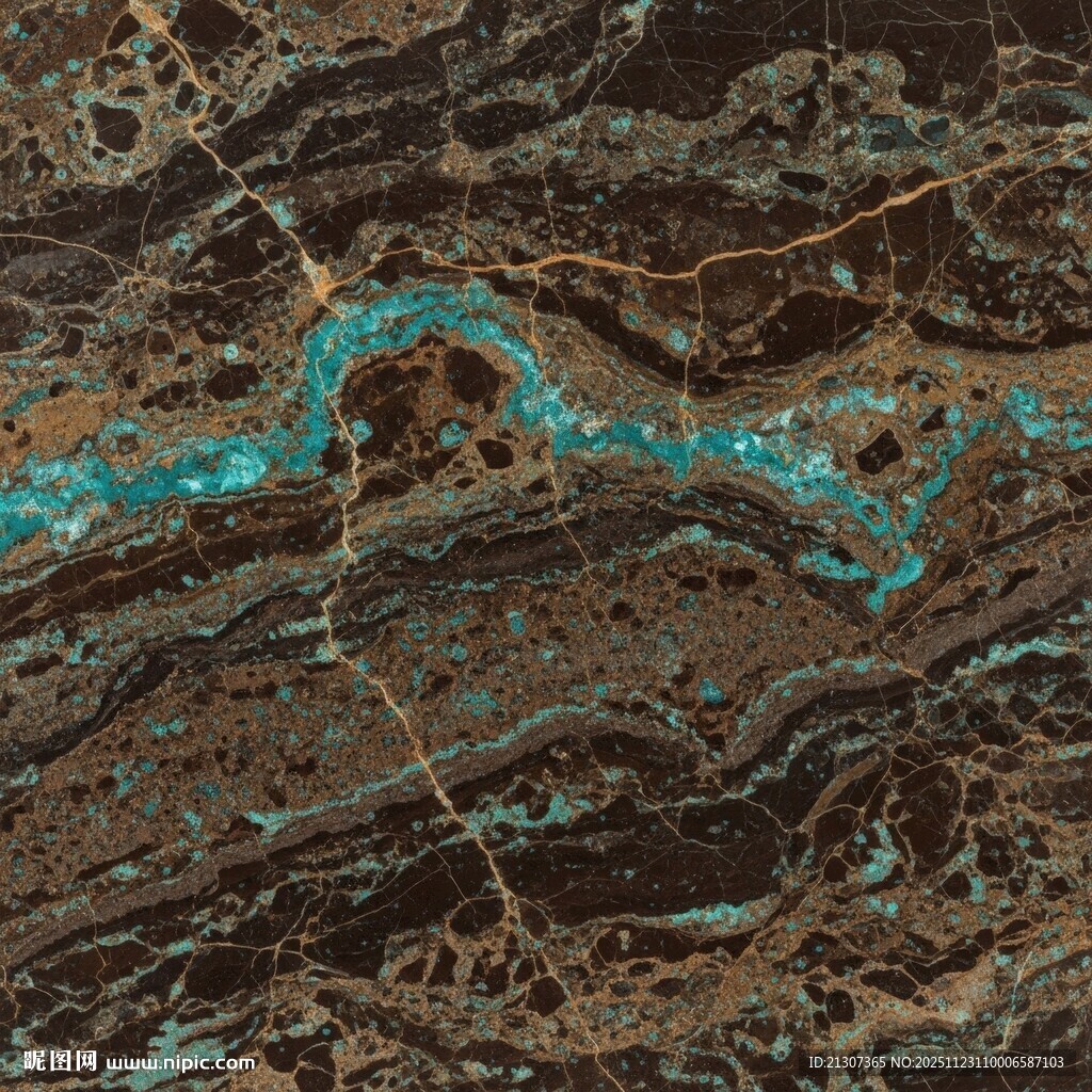 蓝绿色纹理大理石图案