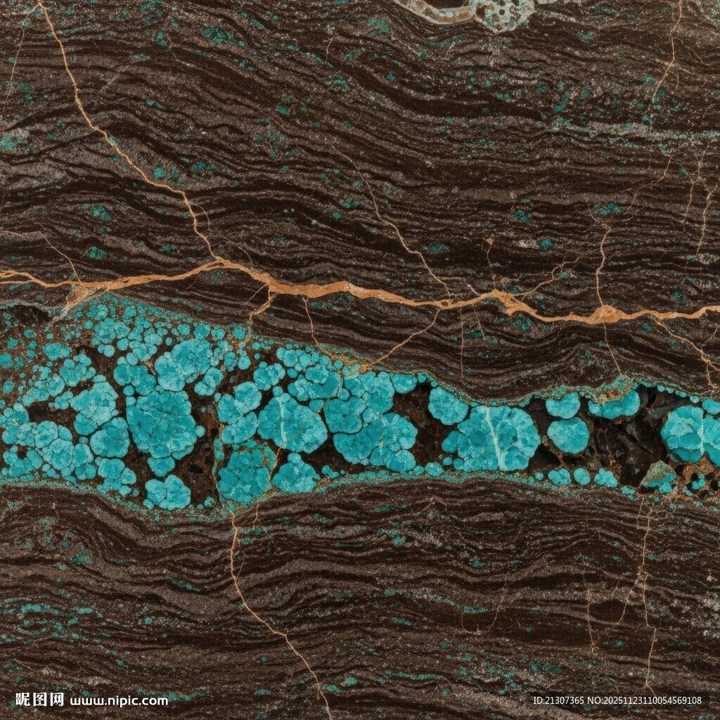 蓝绿色矿石纹理特写