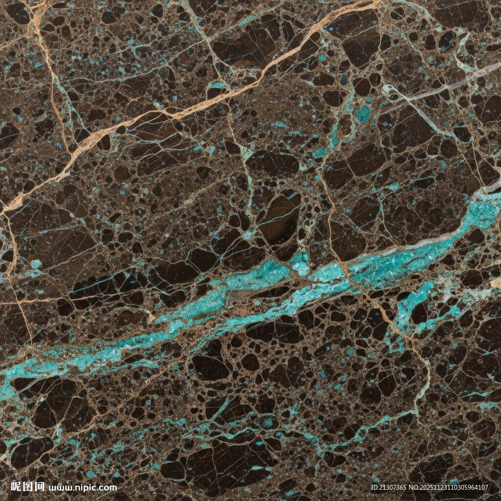 蓝绿色纹理大理石图案