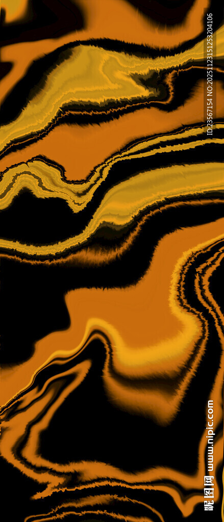抽象流动的橙黑纹理图案
