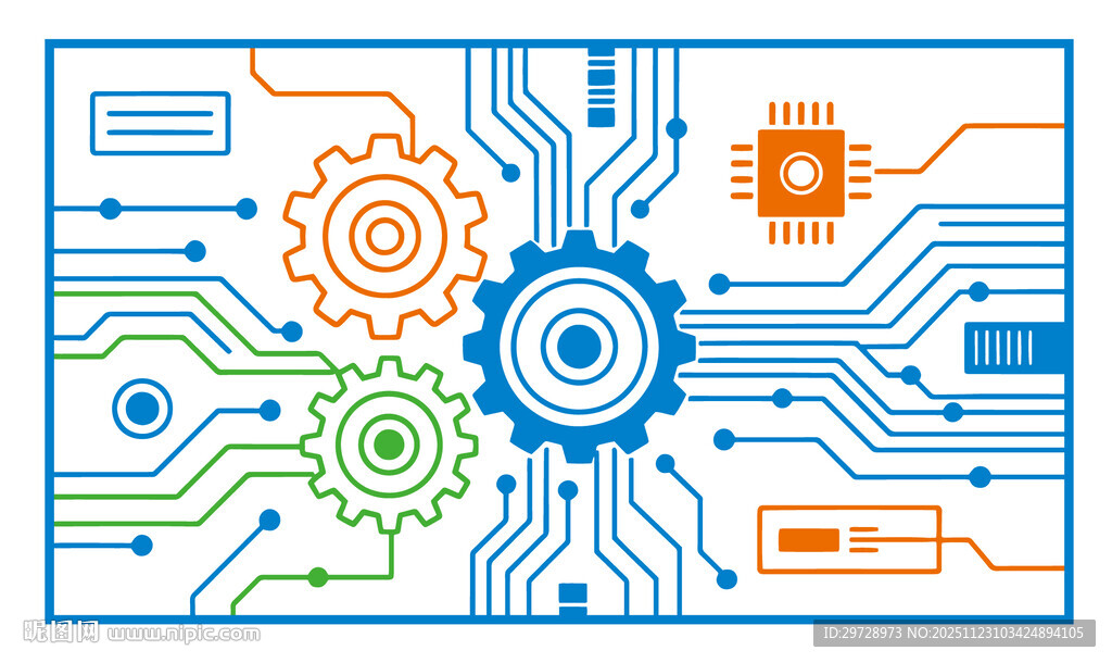 科技感电路齿轮图案设计