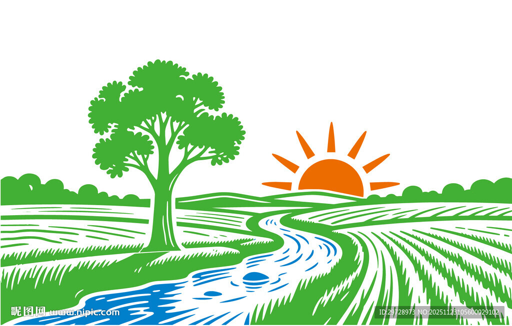 农村田园矢量风景