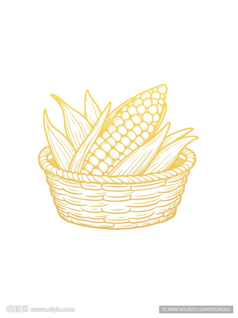 篮子里的玉米矢量插画