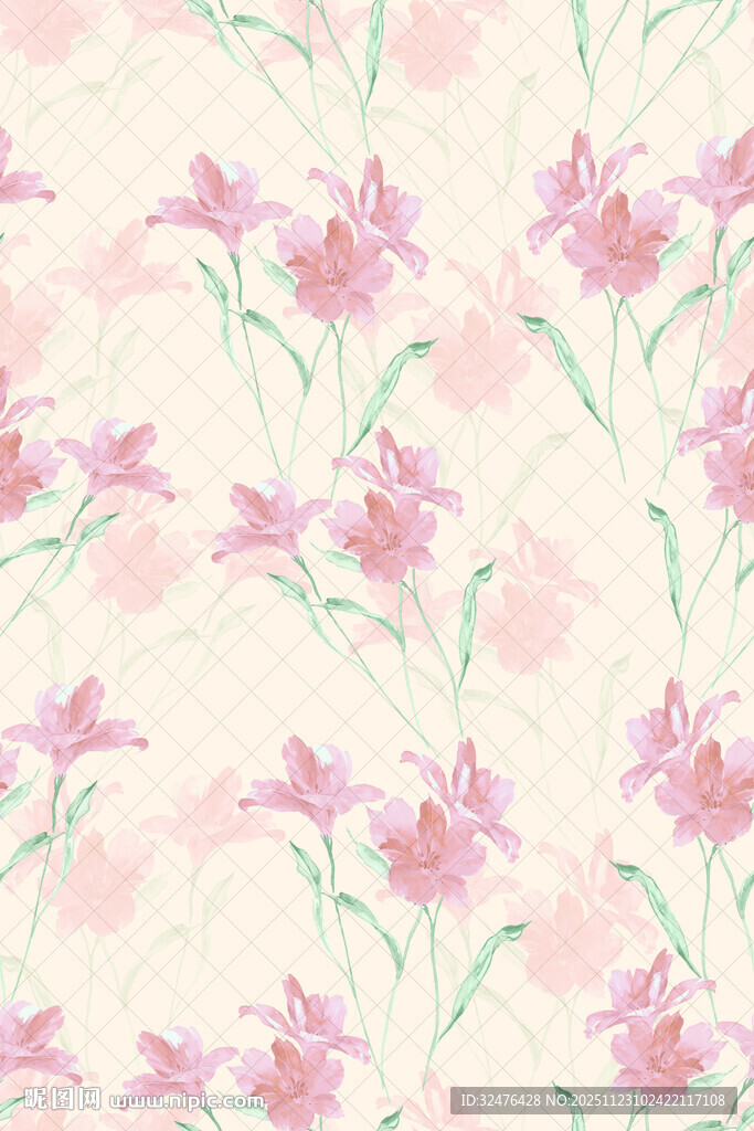 粉色花卉水彩图案背景