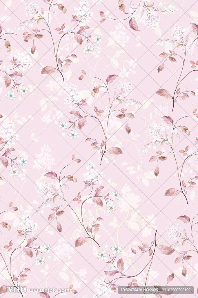 粉色花卉图案布料纹理