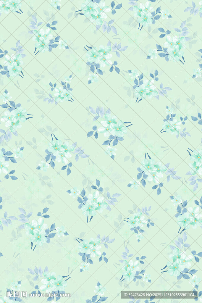 淡蓝绿花卉图案背景
