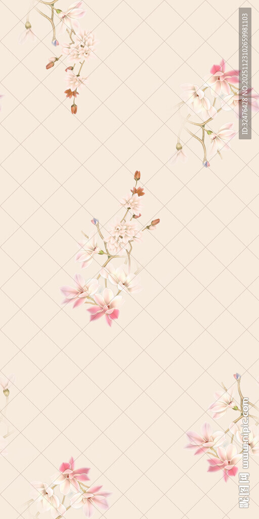粉色花卉简约背景图案