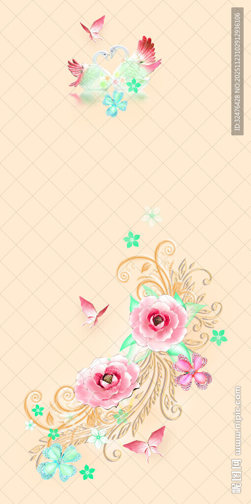 中式花卉刺绣图案设计