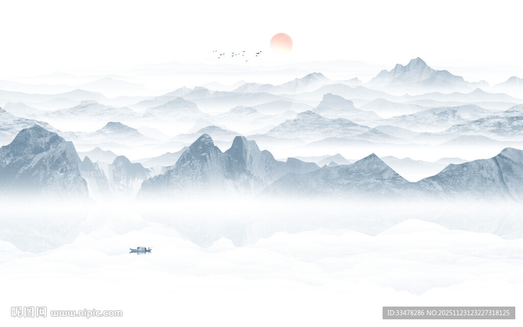 水墨山水风景背景墙