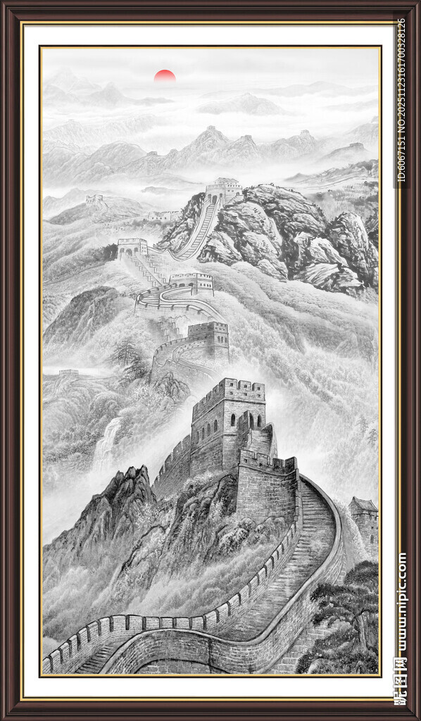 水墨长城国画