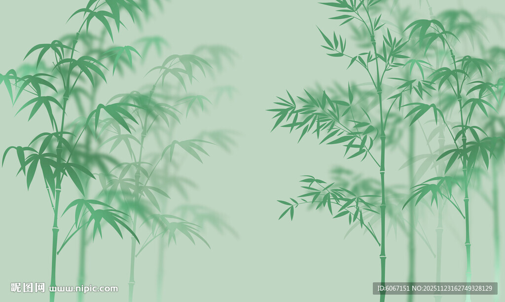 新中式灯箱水墨竹子背景墙