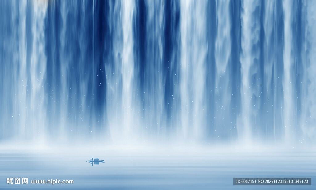 流水生财瀑布山水背景图