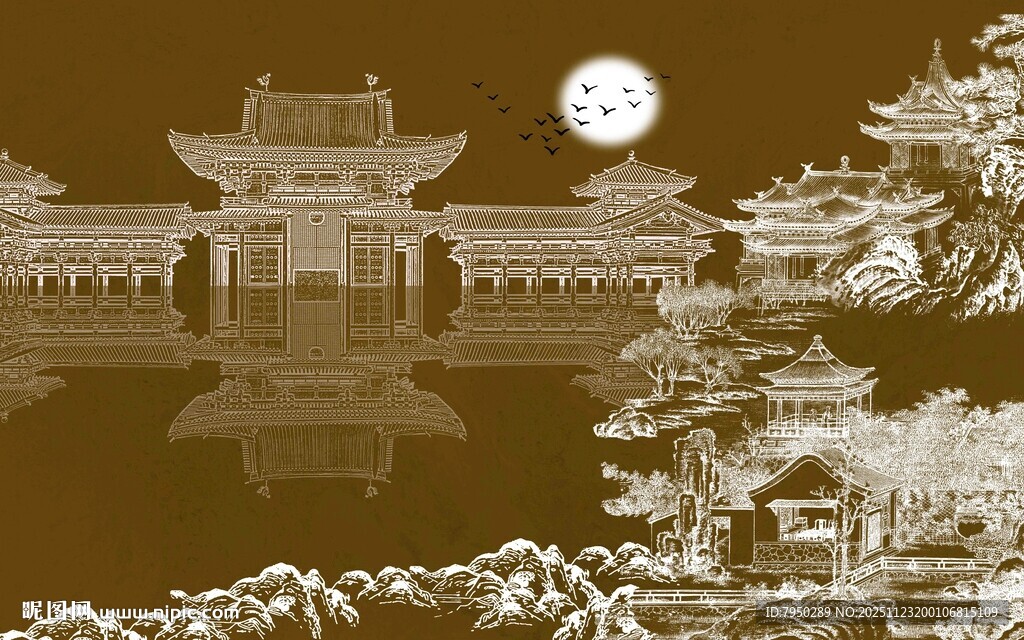 古典园林月夜美景