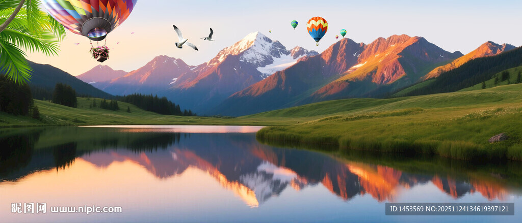 日照金山山脉湖泊