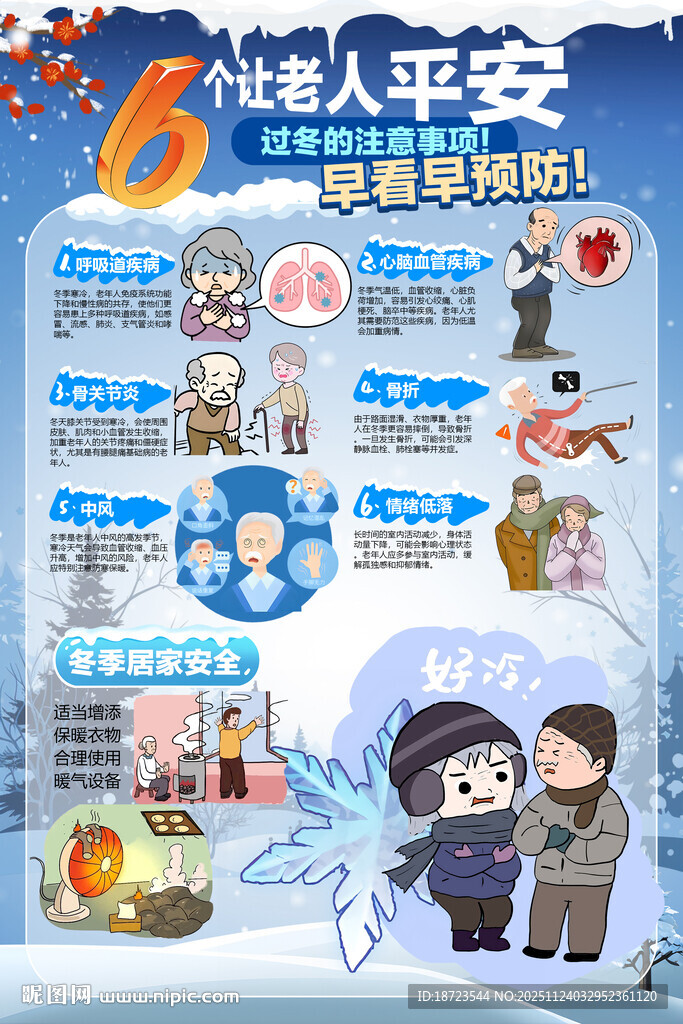 冬季老年人健康海报