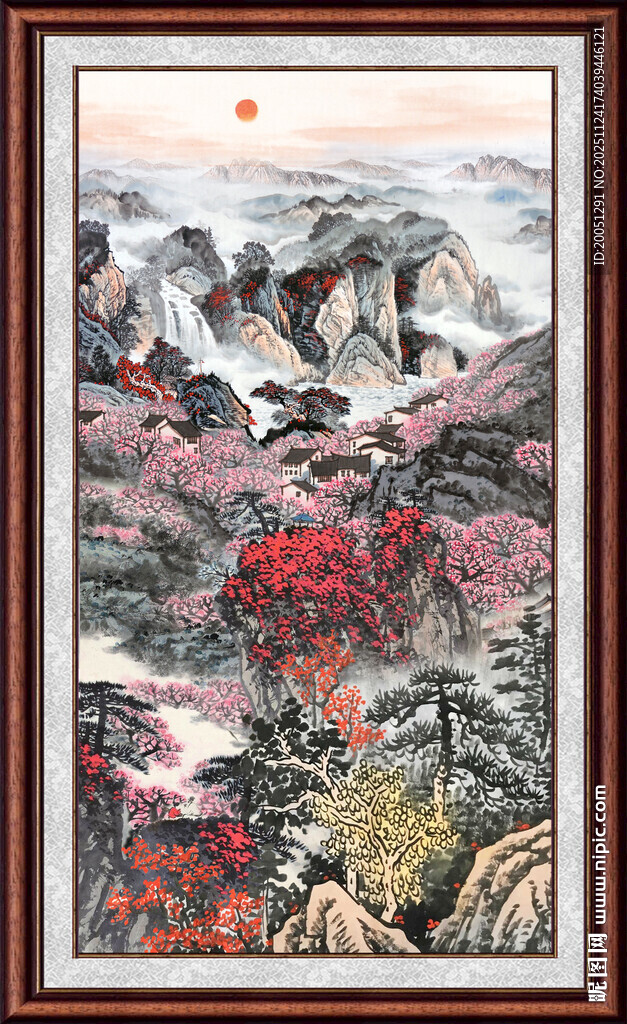 竖幅山水画 