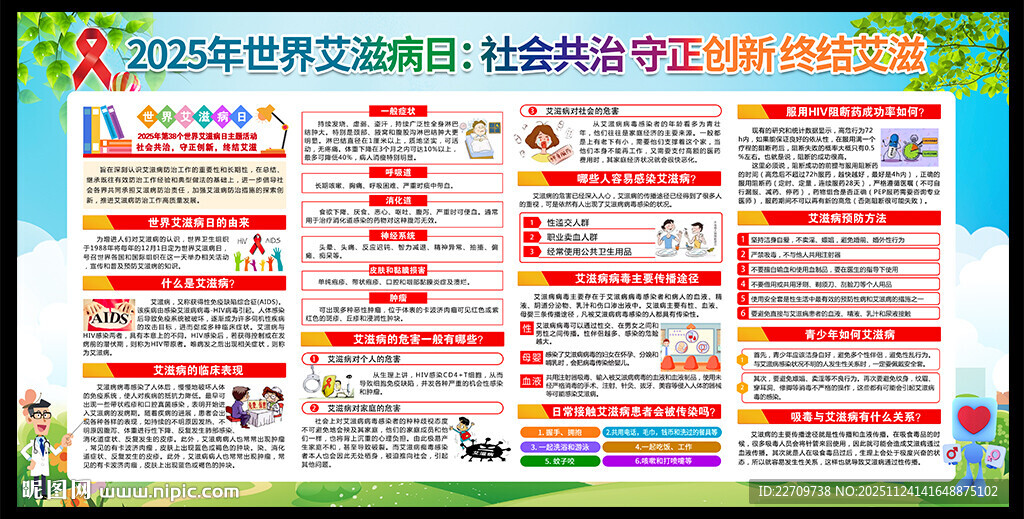 艾滋病日宣传栏展板