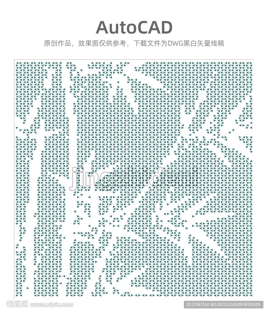 CAD绘制的简约竹叶图案