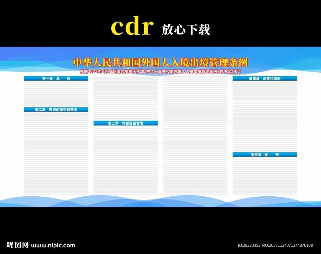 外国人入境出境管理条例展板