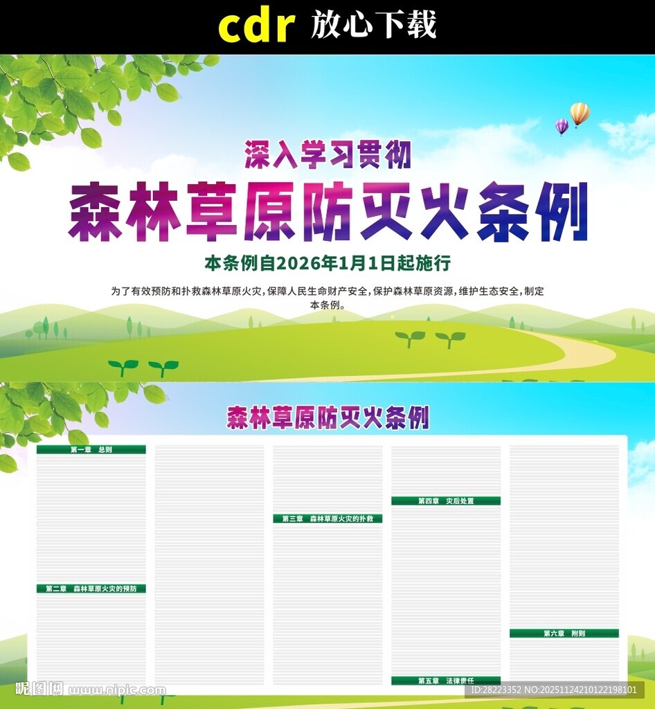 森林草原防灭火条例展板