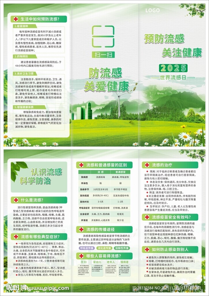 流感预防三折页