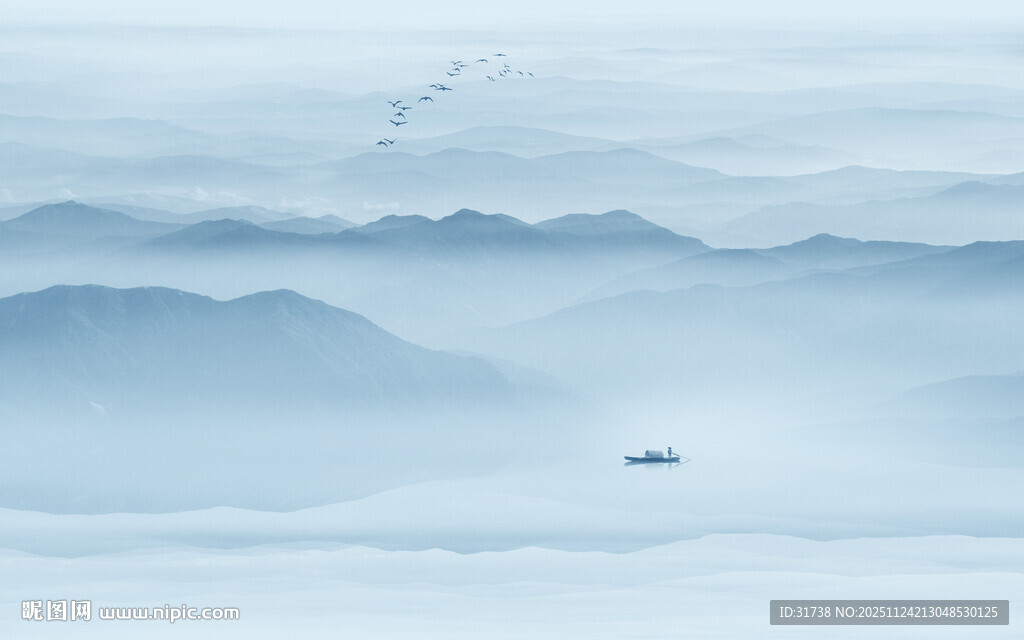 抽象水墨山水画背景墙