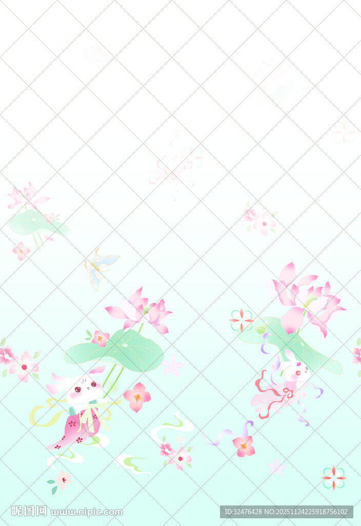 清新荷花水彩背景图