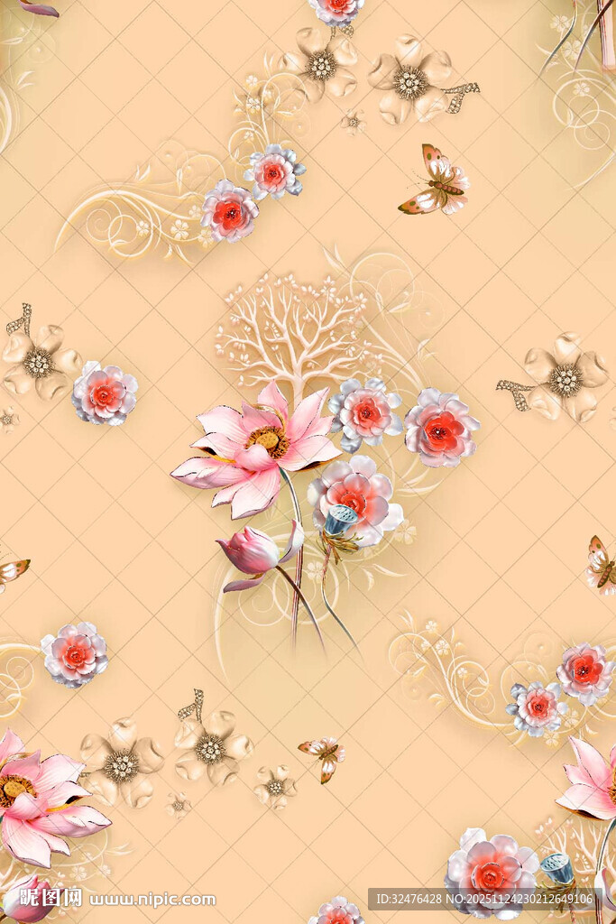 花卉星星图案的精美背景