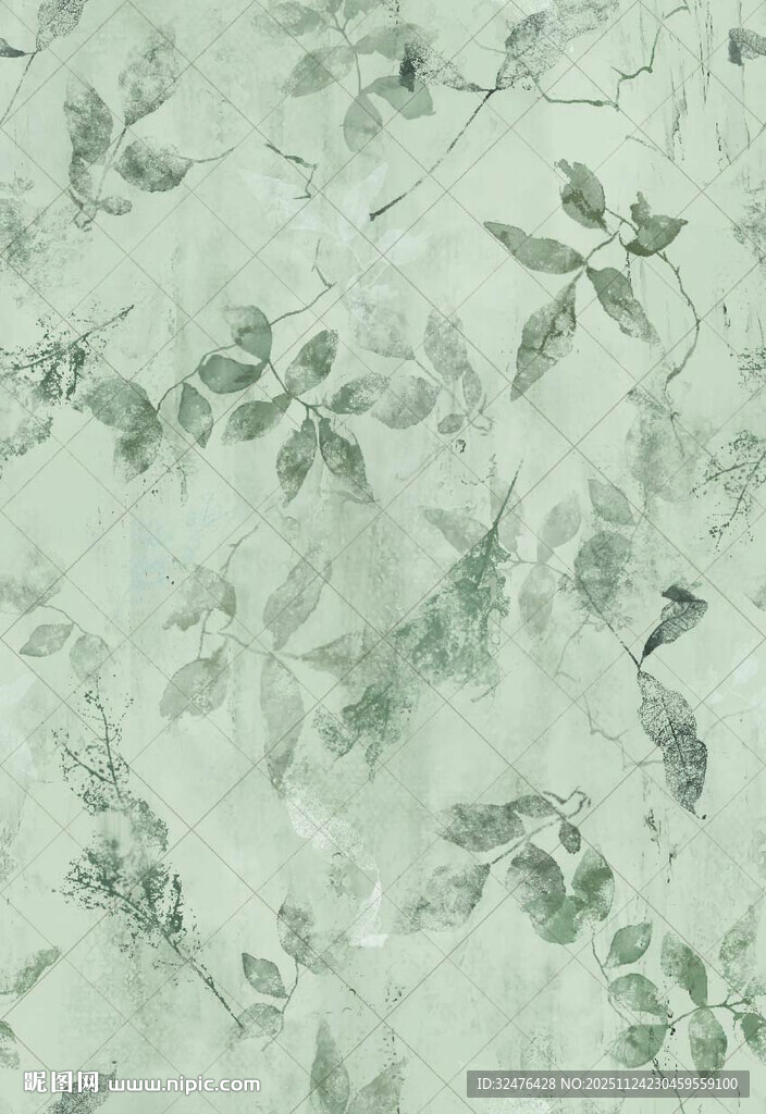 淡绿色树叶纹理背景图