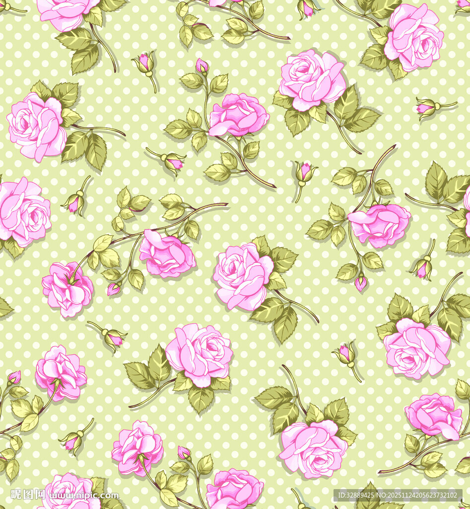 粉色玫瑰碎花图案背景