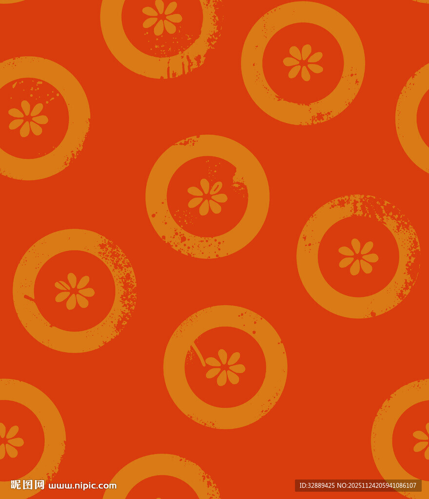 橙底金色圆形花纹图案