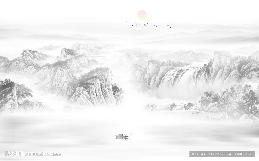 新中式水墨山水画