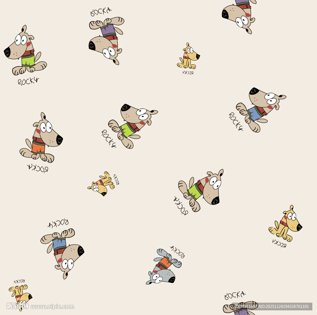 卡通动物图案背景纹理