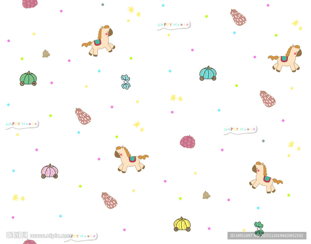 梦幻独角兽卡通图案背景