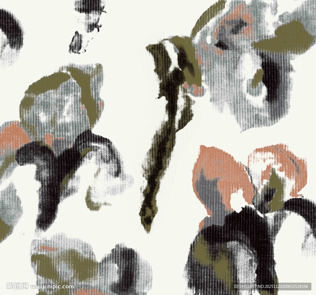 抽象水墨风花卉图案