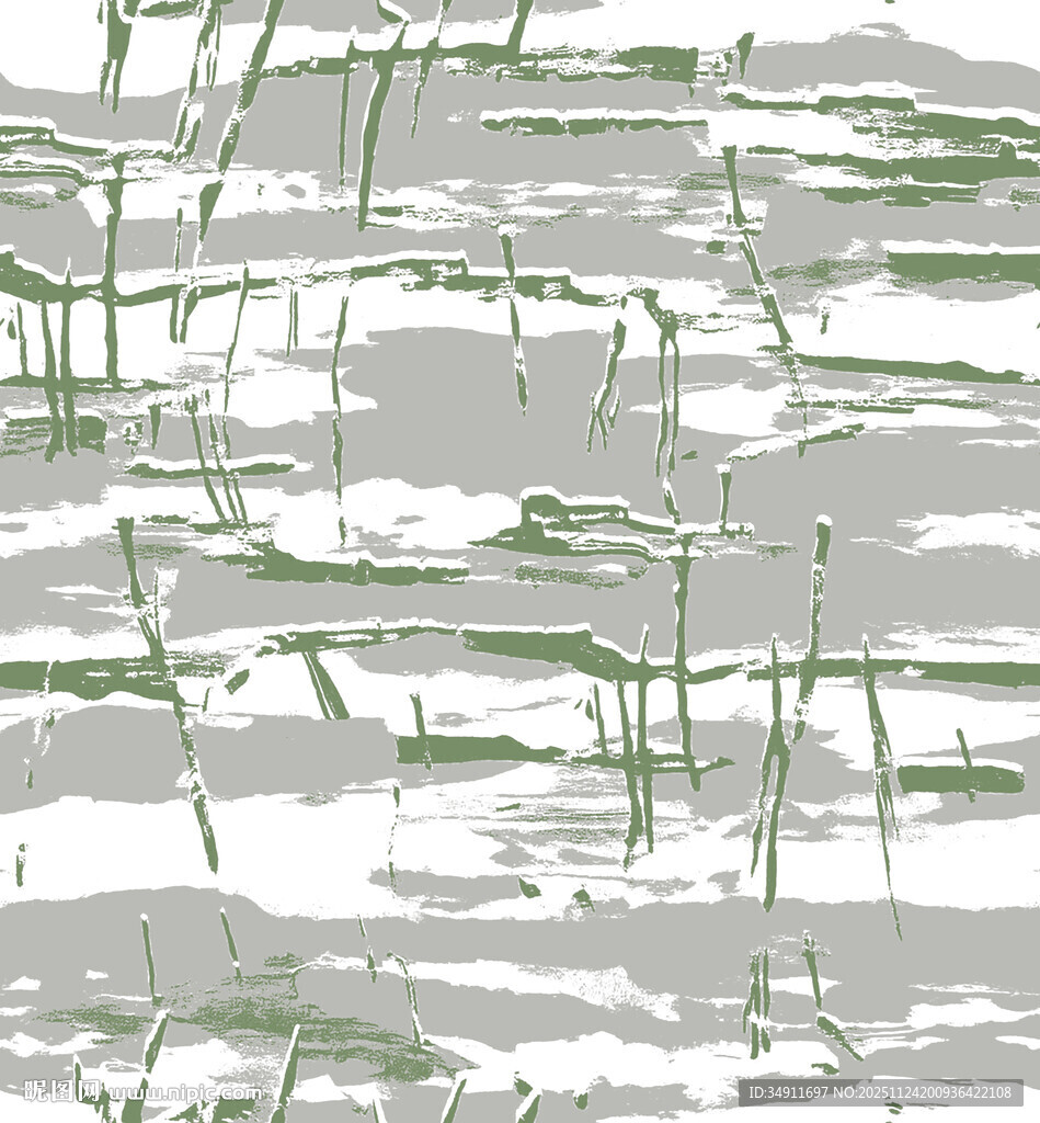 抽象线条构成的灰白绿画面