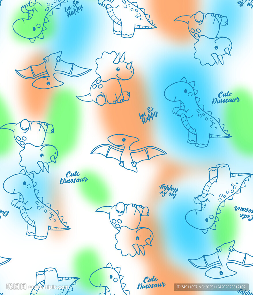 卡通动物图案背景纹理