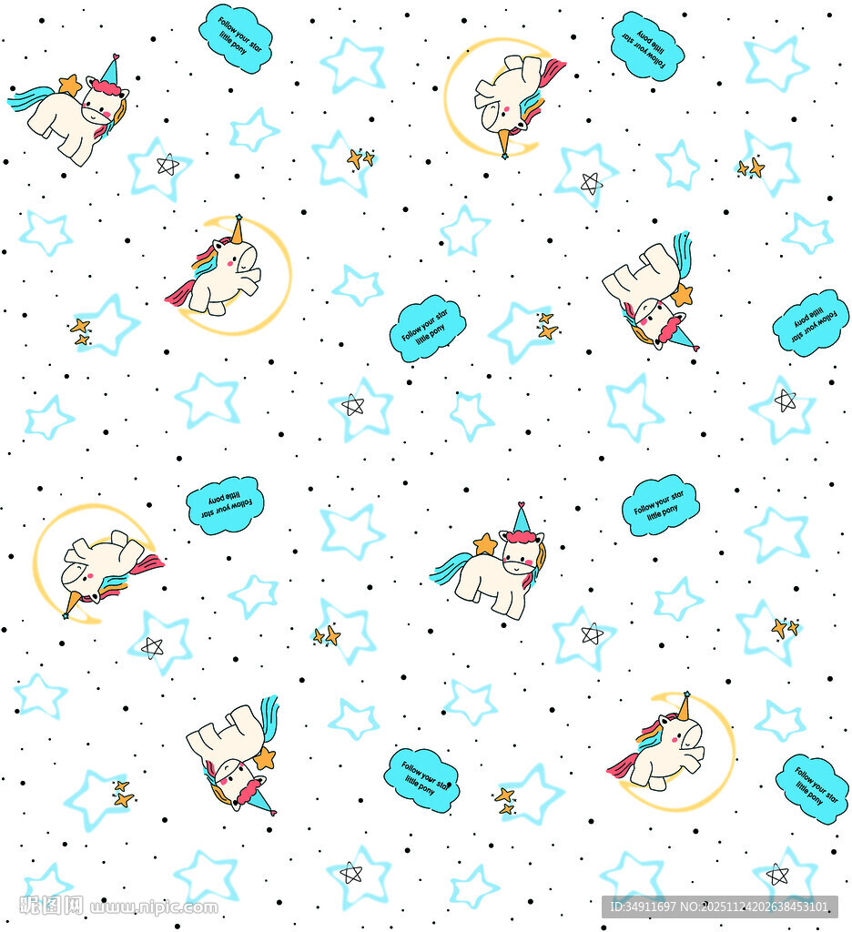 梦幻独角兽卡通图案背景
